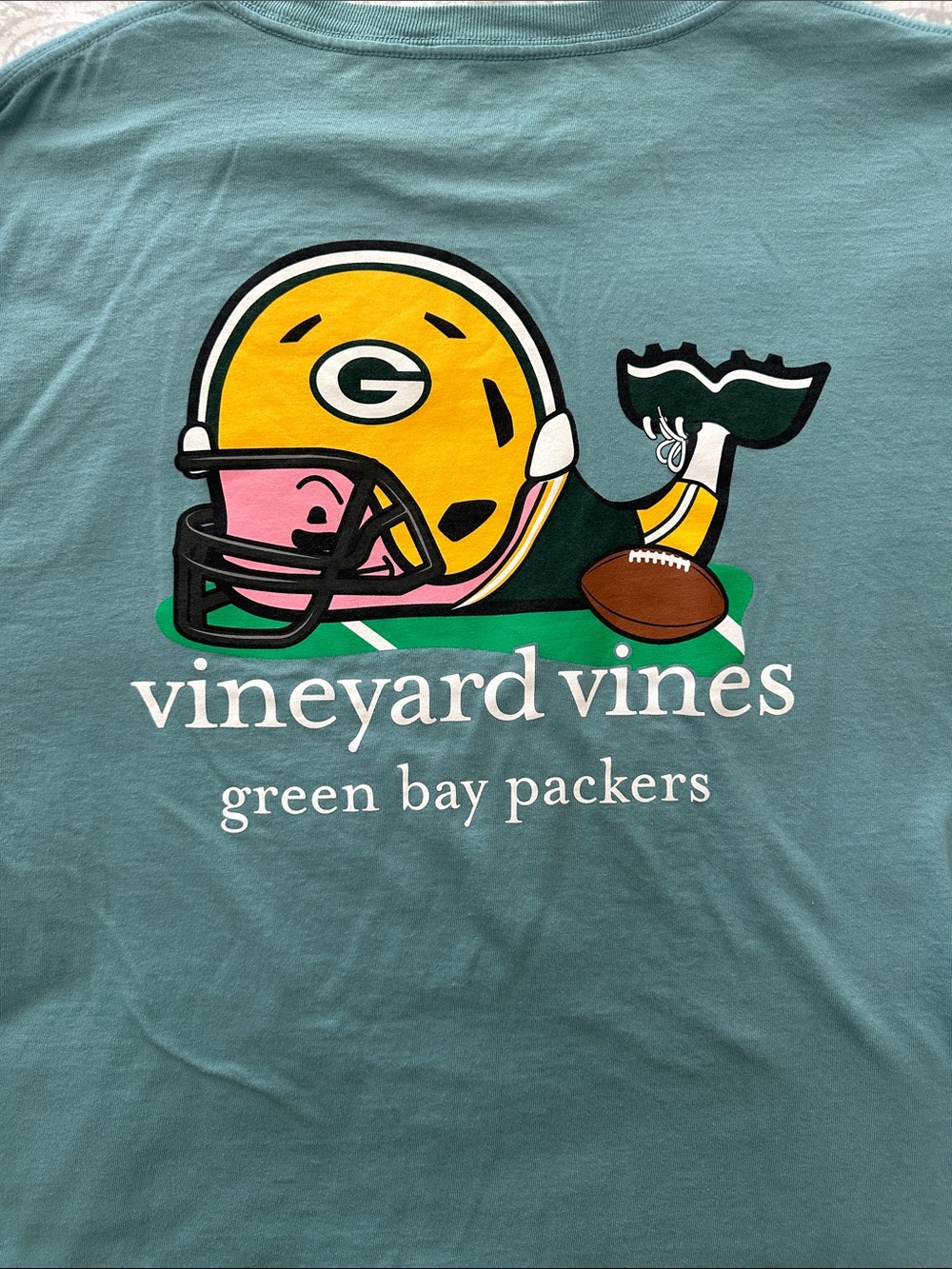 Vineyard Vines Mint Blue Green Bay Packers Graphic Tee